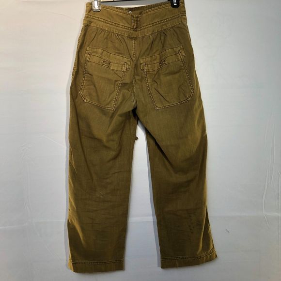 Free People Green Cargo Wide Leg Cropped Cuffed Hem Pants 0 - Picture 4 of 12